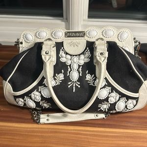 Isabella Fiore black and white beaded handbag